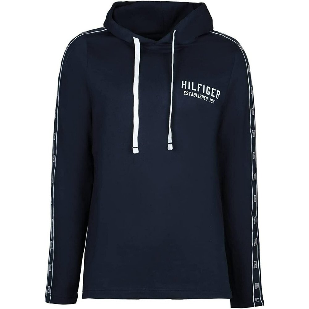 TOMMY HILFIGER French Terry Logo Side Drawstring Hoodie Dark Navy Blue